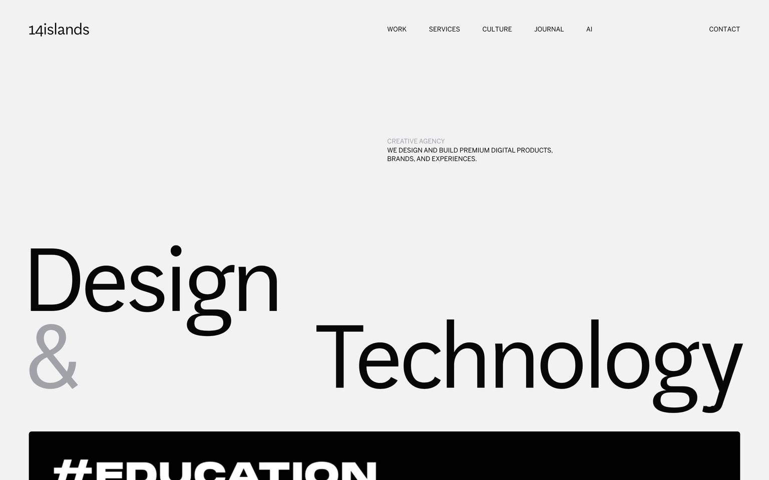 14islands homepage design, full-page screenshot