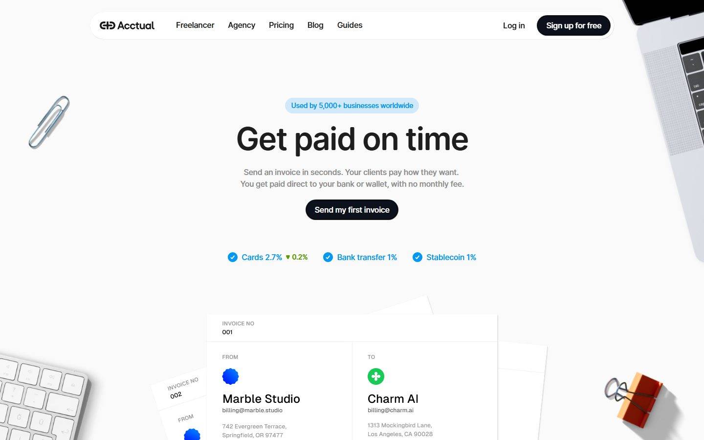 Acctual homepage design, full-page screenshot