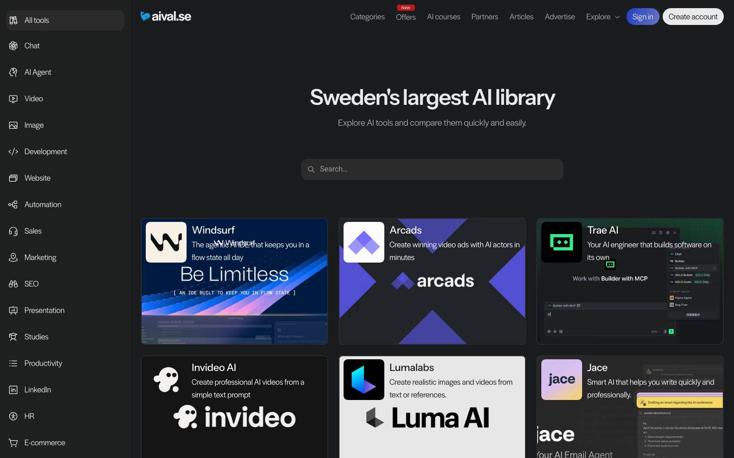 aival homepage design, full-page screenshot