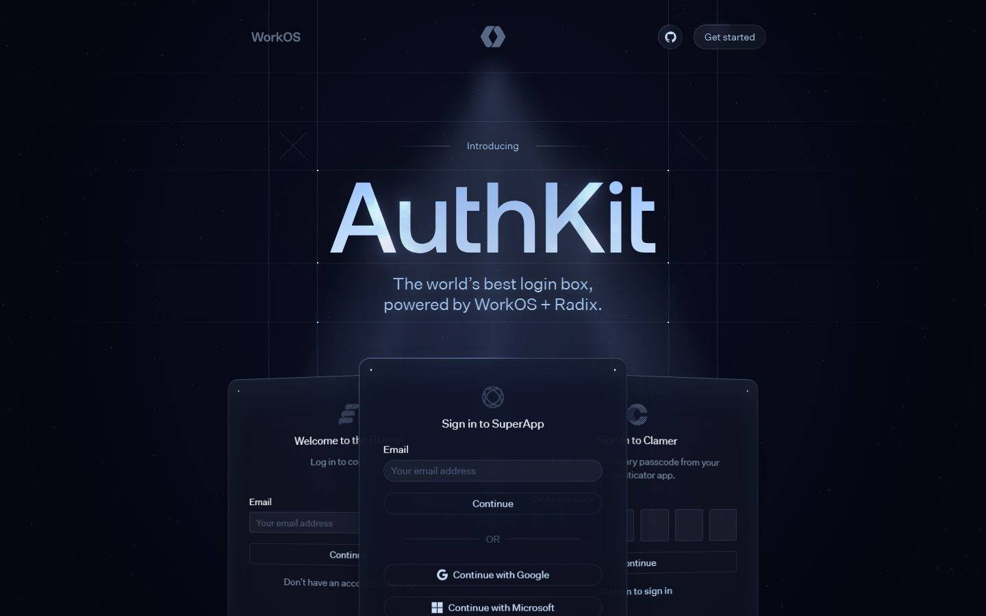 AuthKit homepage design, full-page screenshot
