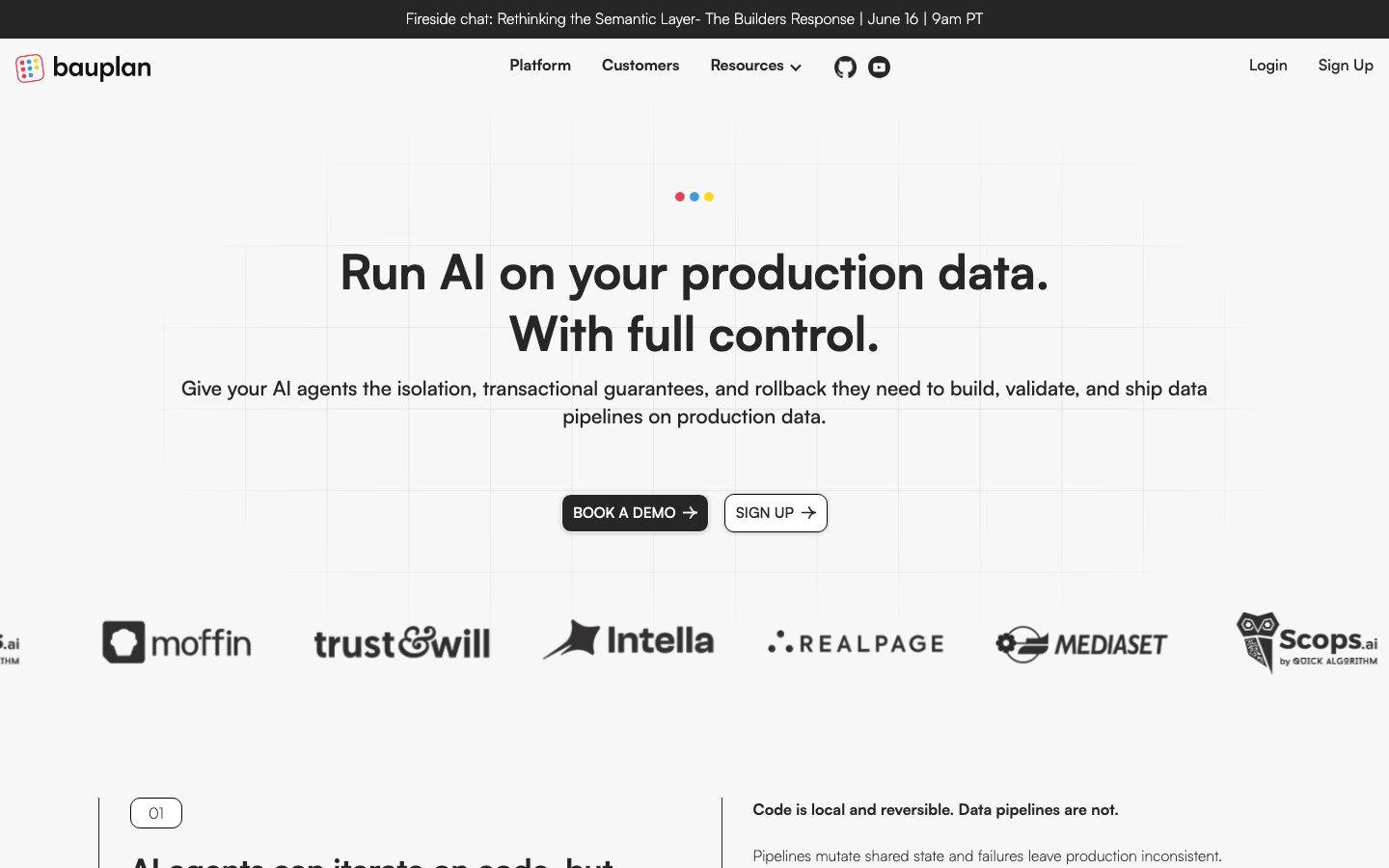 Bauplanlabs homepage design, full-page screenshot