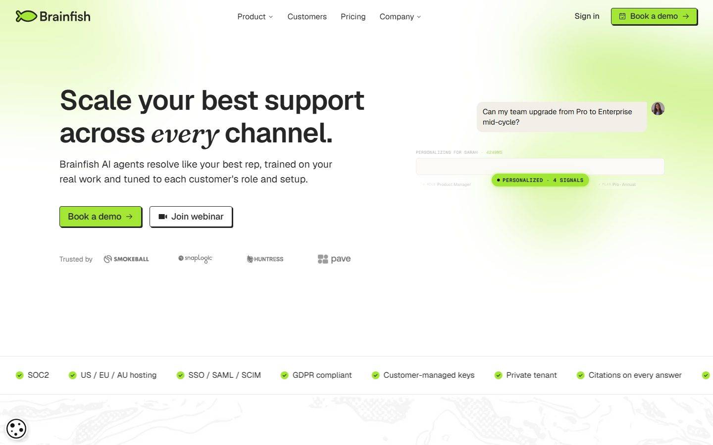 Brainfish homepage design, full-page screenshot