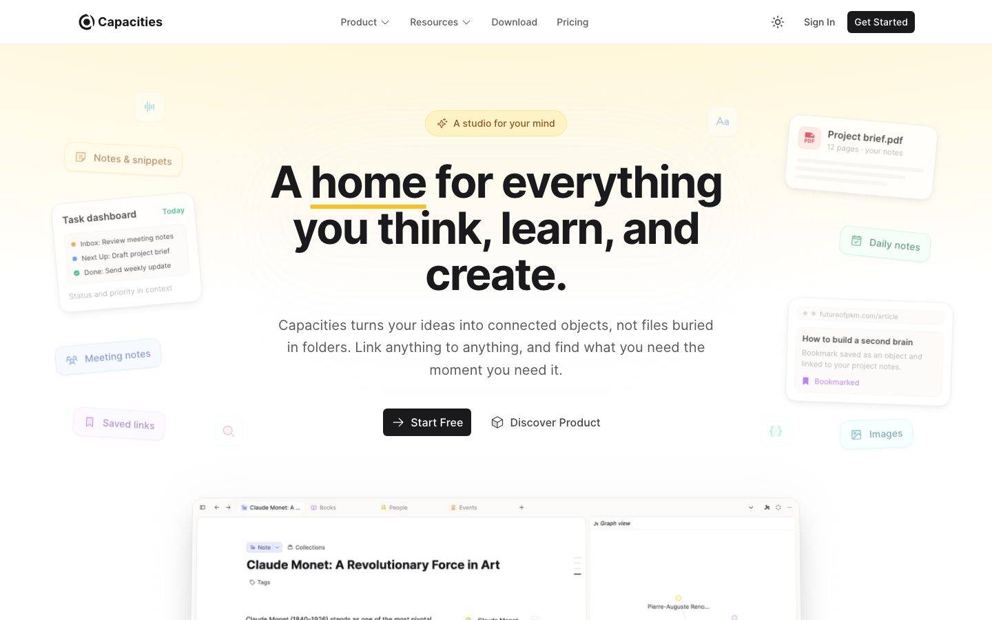 Capacities homepage design, full-page screenshot