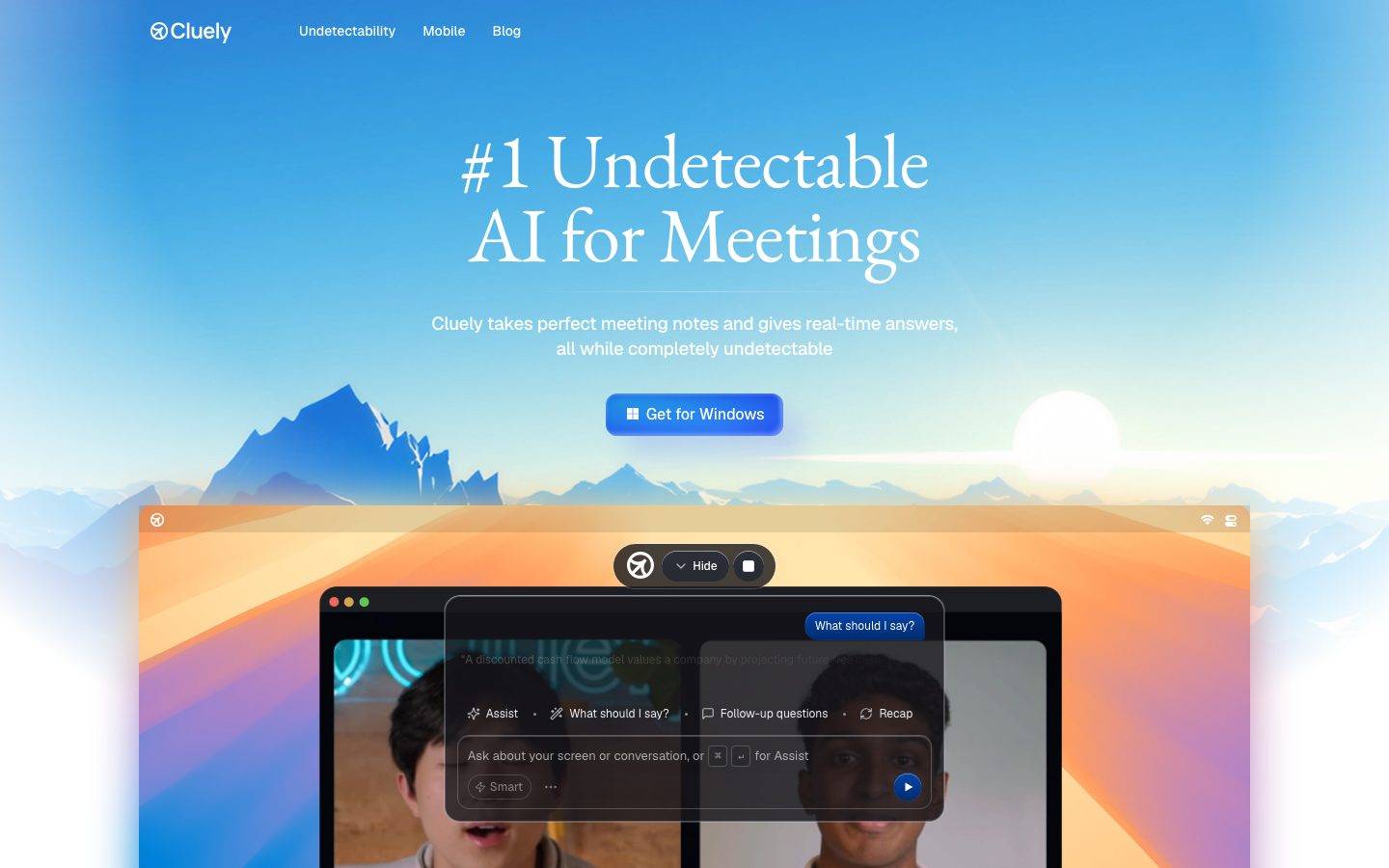 Cluely homepage design, full-page screenshot