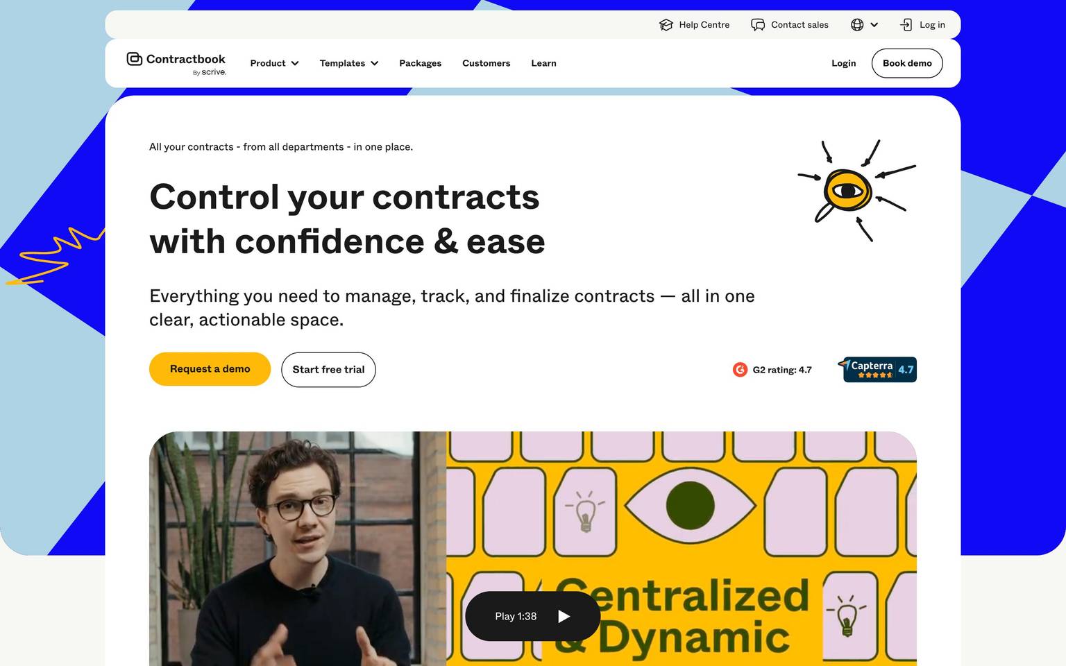 Contractbook homepage design, full-page screenshot