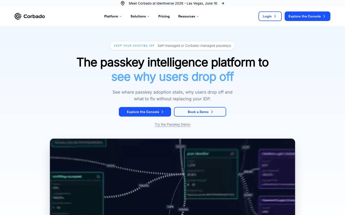 Corbado homepage design, full-page screenshot