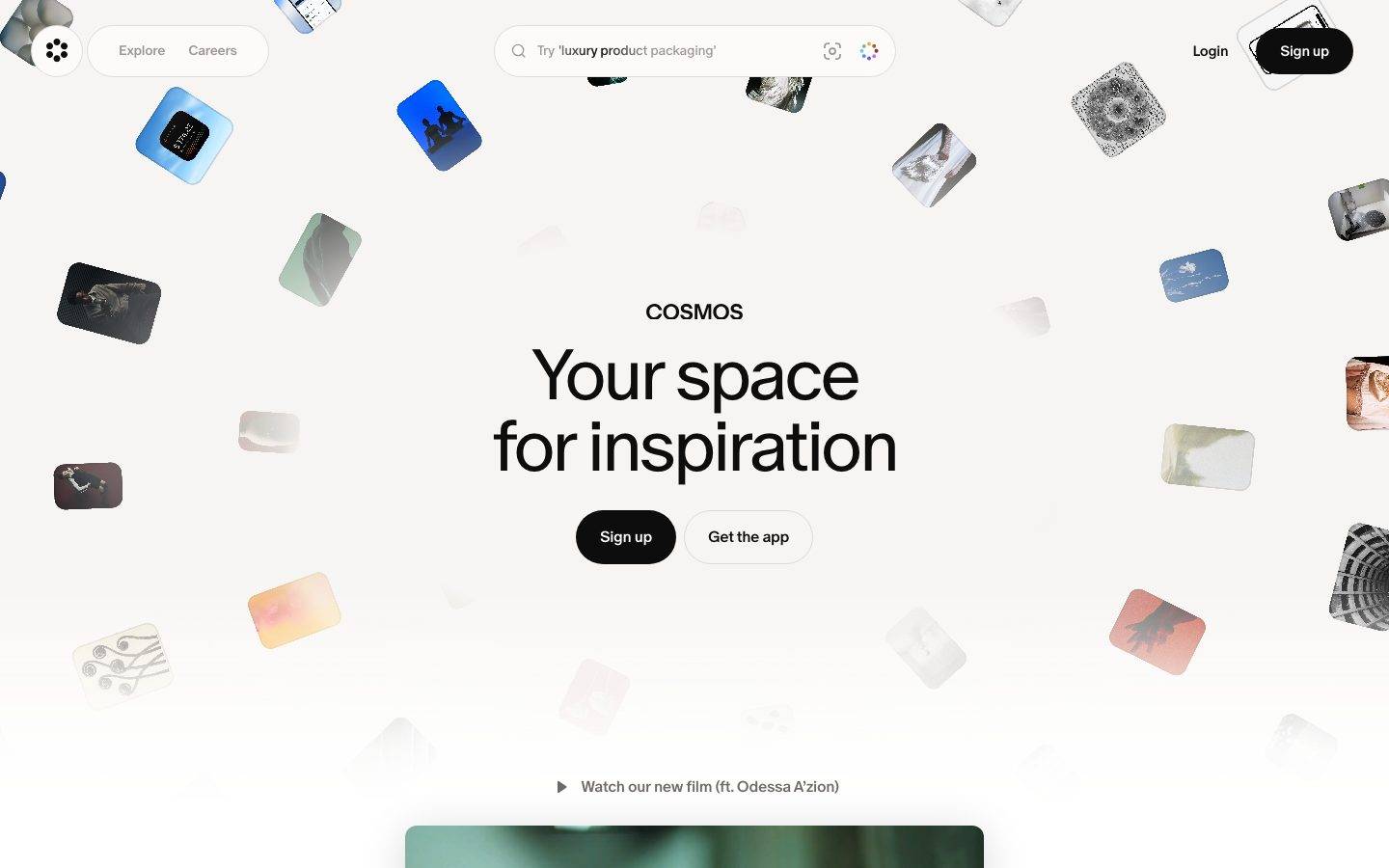 Cosmos homepage design, full-page screenshot