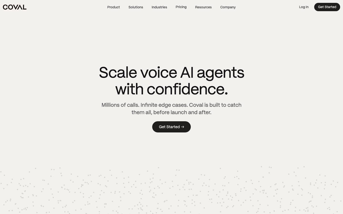 Coval homepage design, full-page screenshot