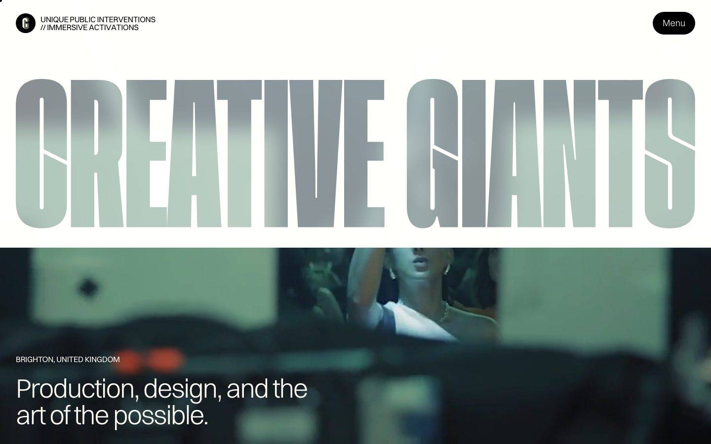 CreativeGiants homepage design, full-page screenshot