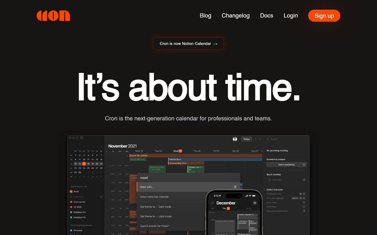 Cron homepage design, full-page screenshot