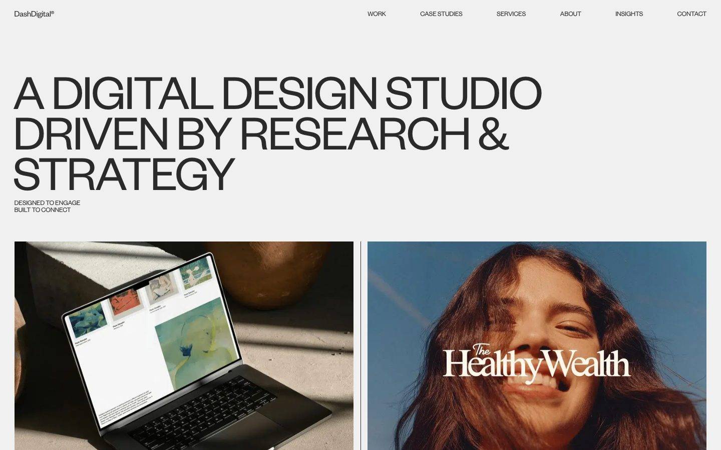 DashDigital homepage design, full-page screenshot