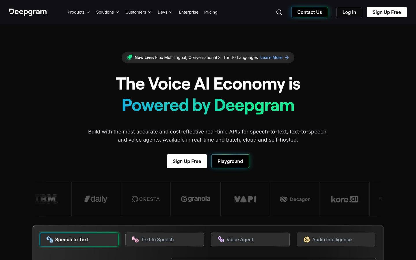 Deepgram homepage design, full-page screenshot