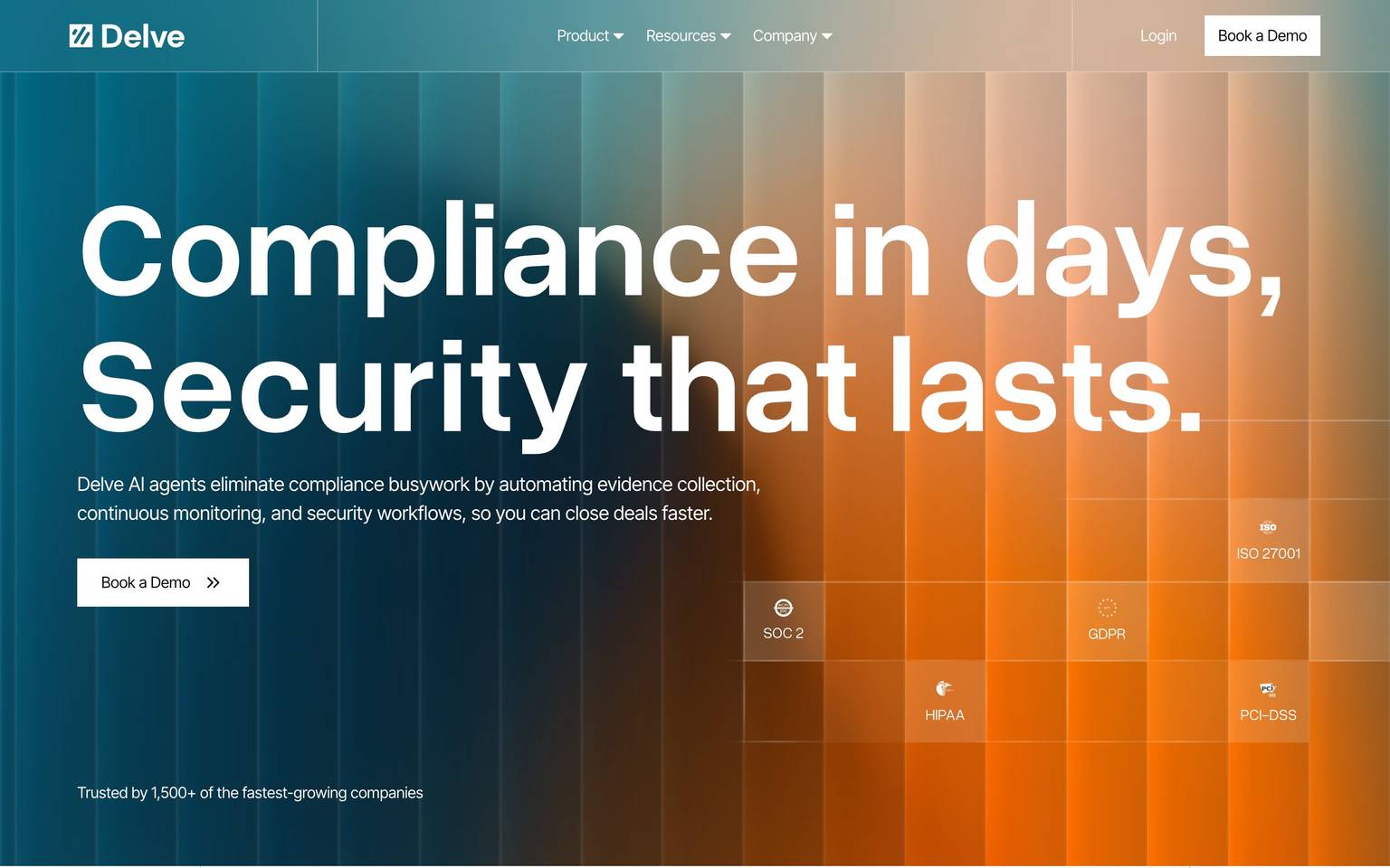 Delve homepage design, full-page screenshot