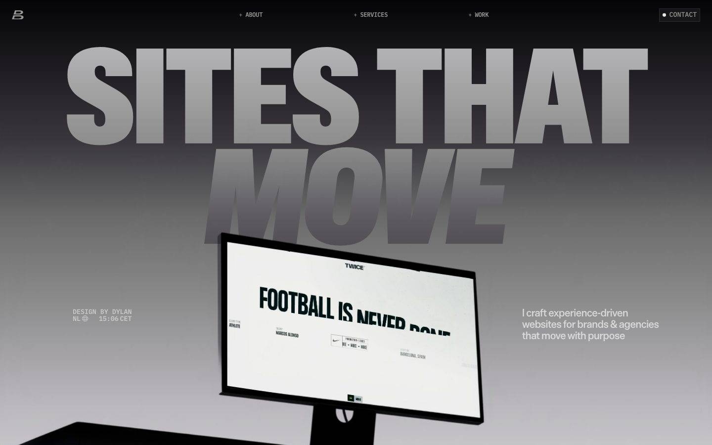 dylanbrouwer homepage design, full-page screenshot