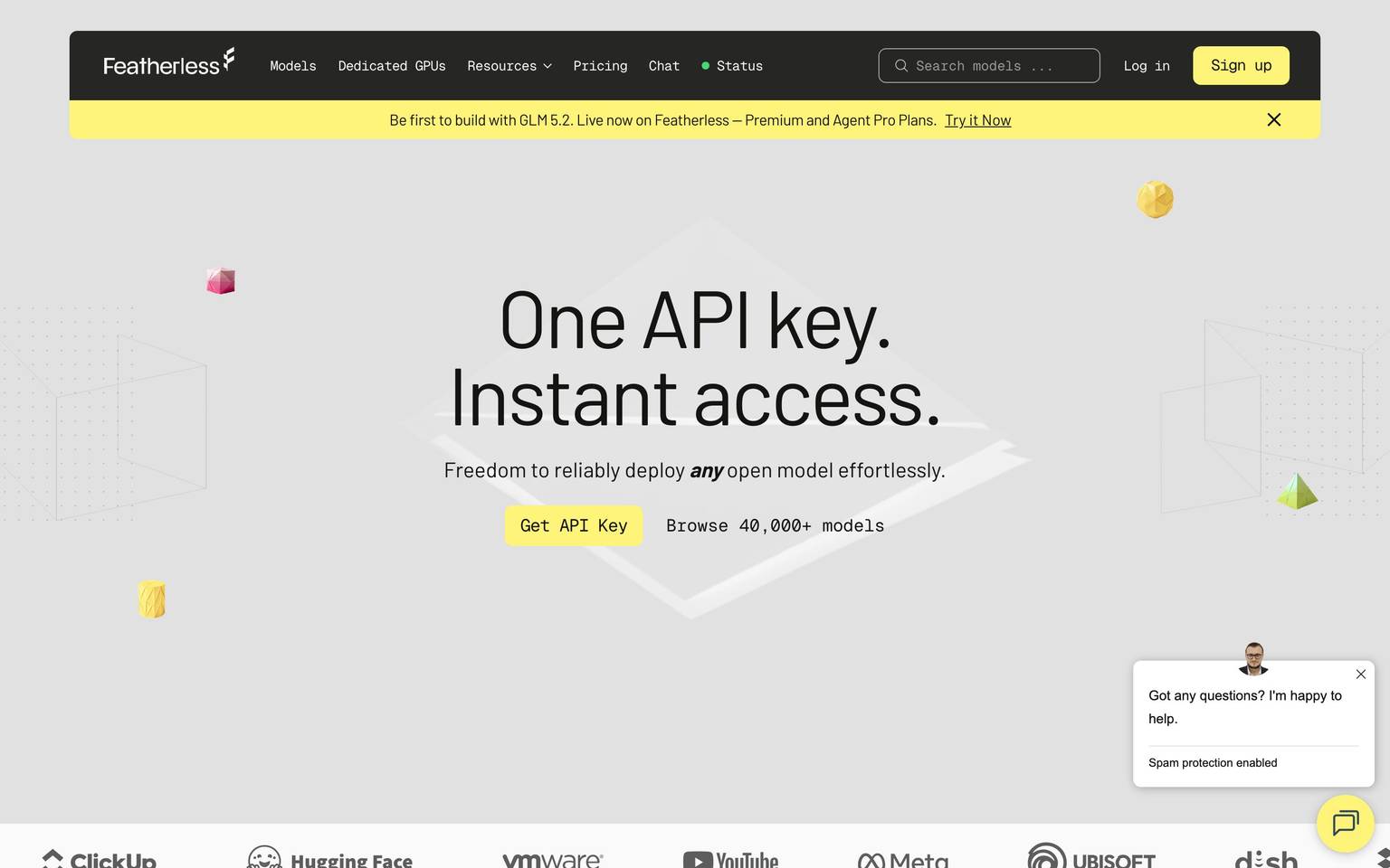 Featherless homepage design, full-page screenshot