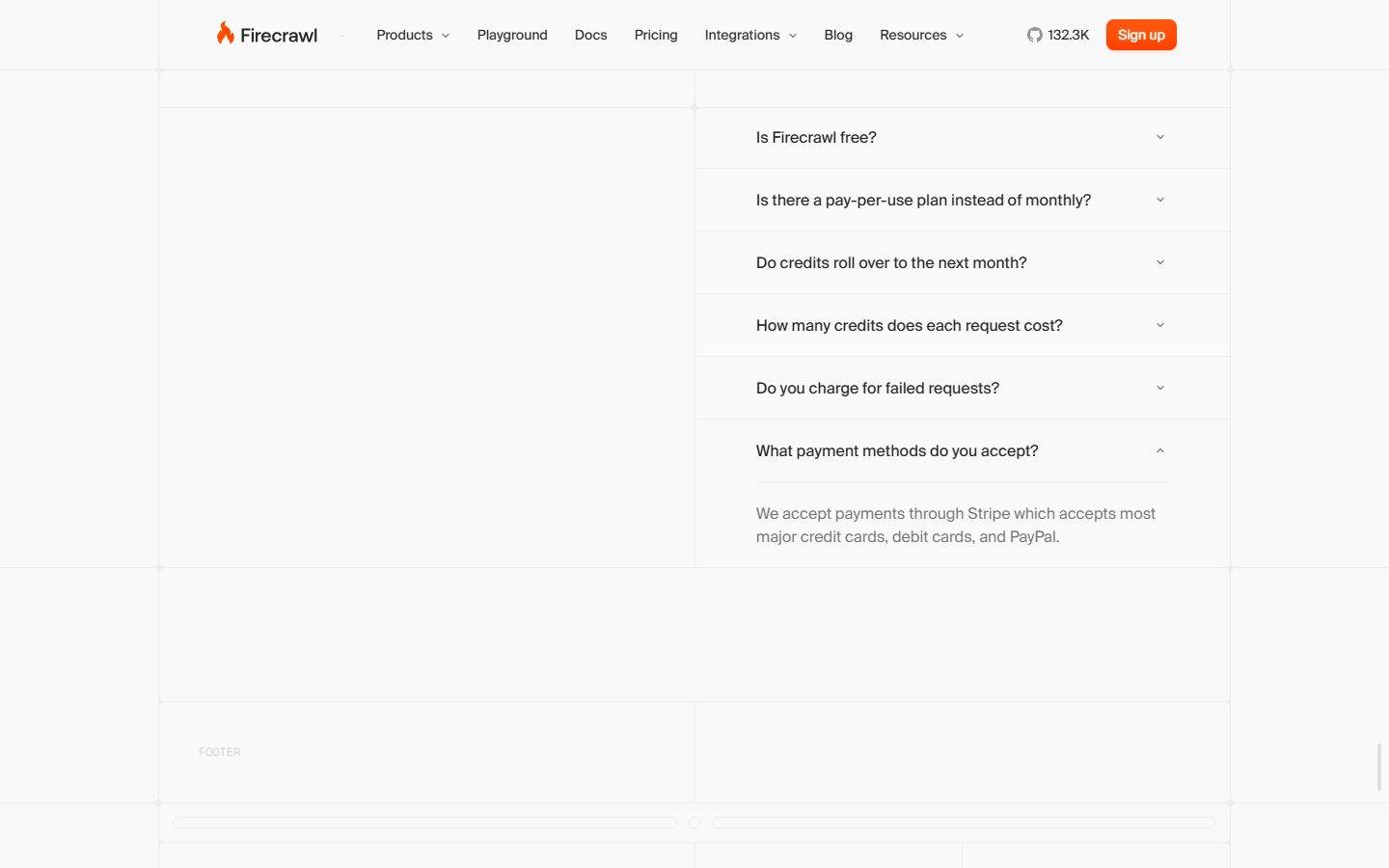 Firecrawl homepage design, full-page screenshot