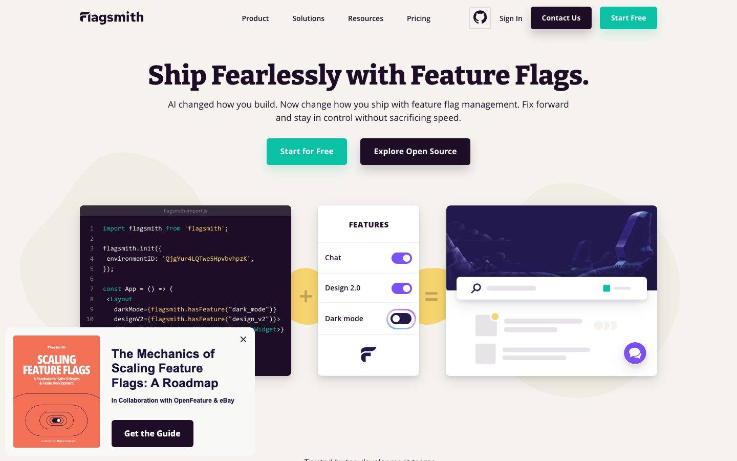 Flagsmith homepage design, full-page screenshot