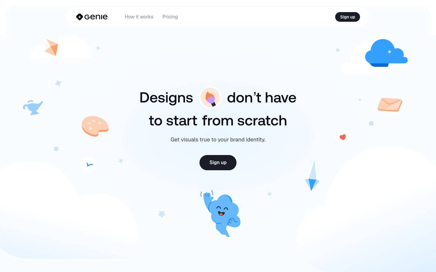 GenieStudio homepage design, full-page screenshot