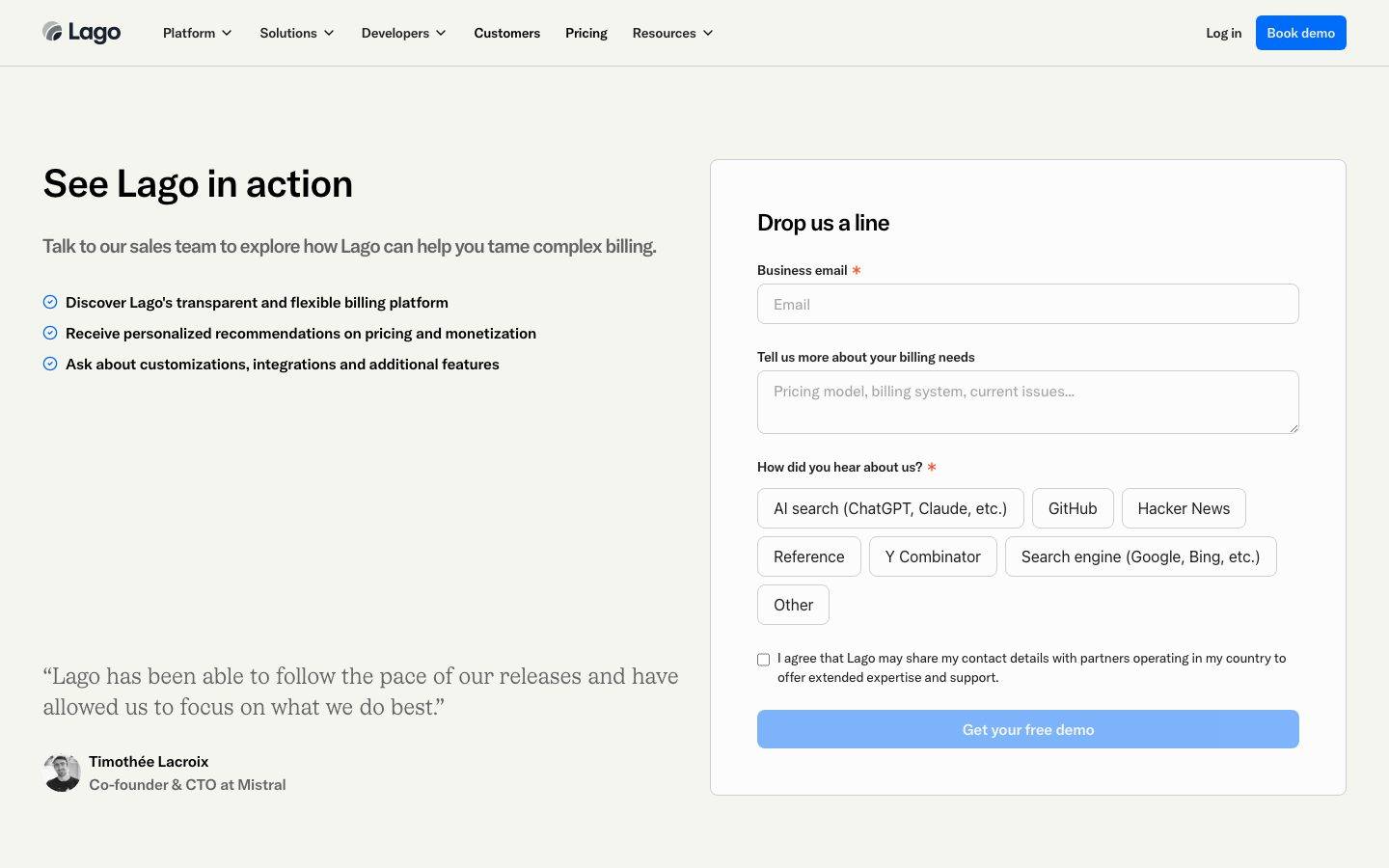 getlago homepage design, full-page screenshot