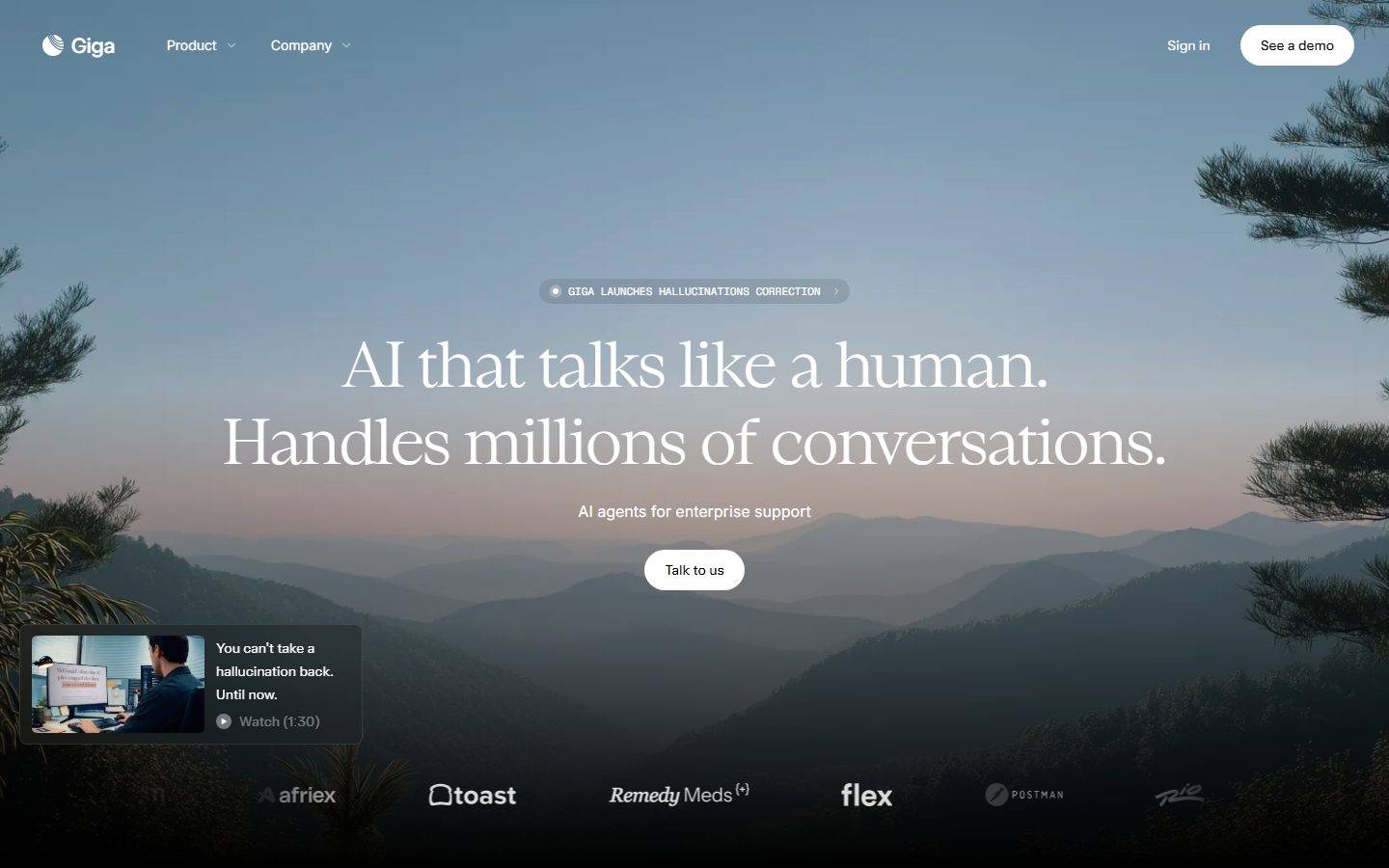Giga homepage design, full-page screenshot