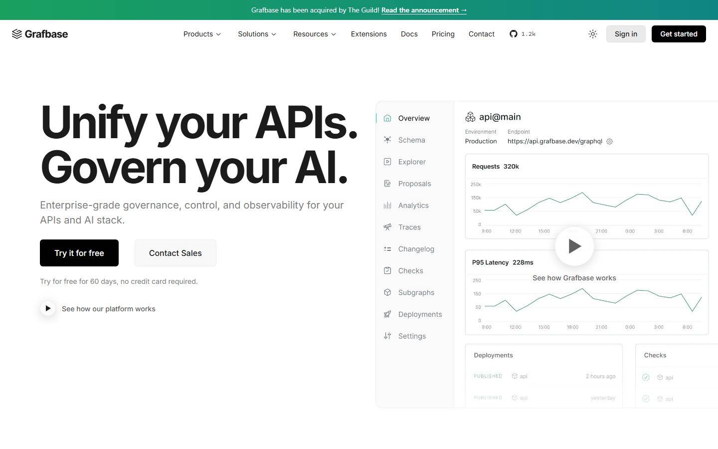 Grafbase homepage design, full-page screenshot