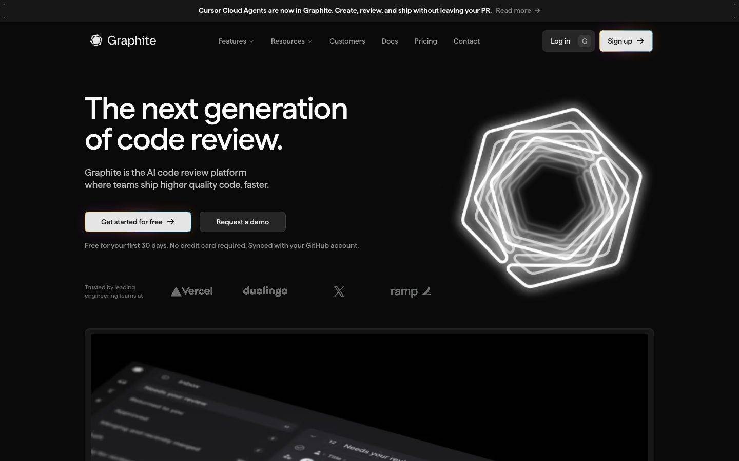 Graphite homepage design, full-page screenshot