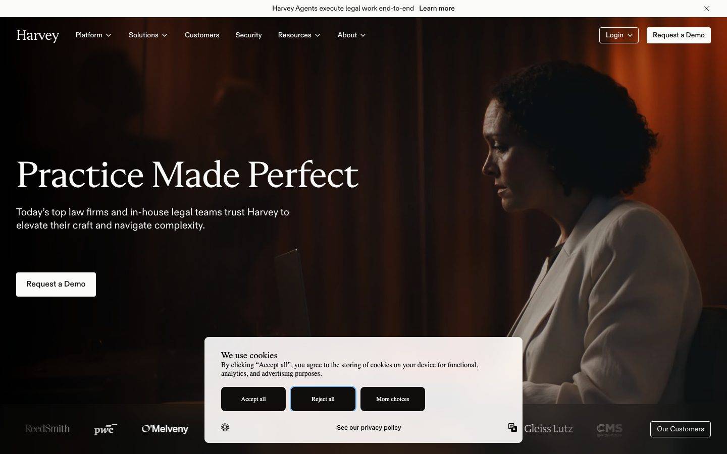 Harvey homepage design, full-page screenshot