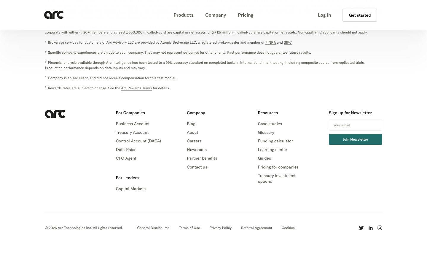JoinArc homepage design, full-page screenshot