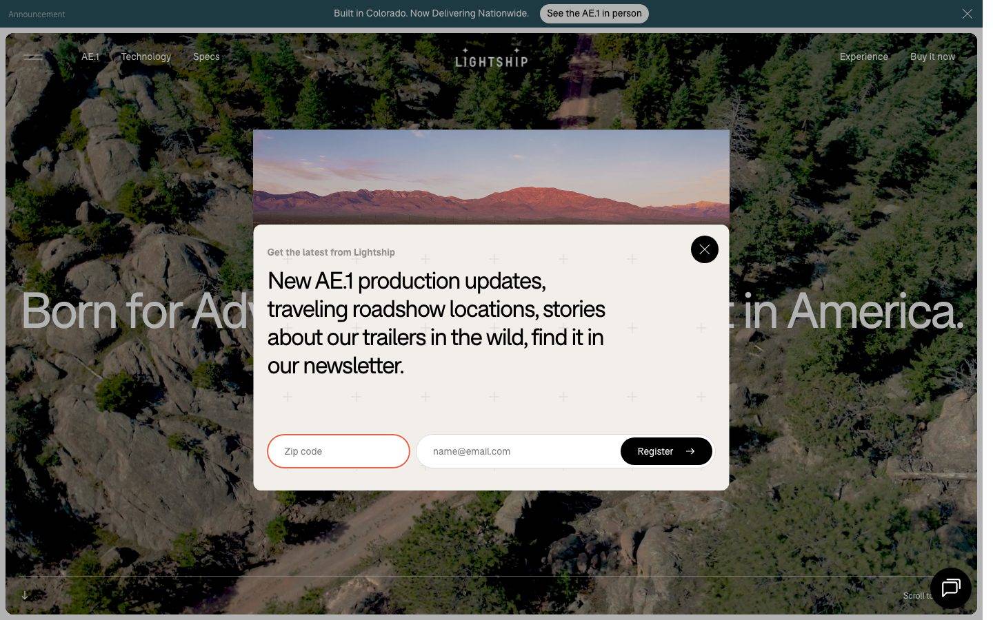 LightshipRV homepage design, full-page screenshot