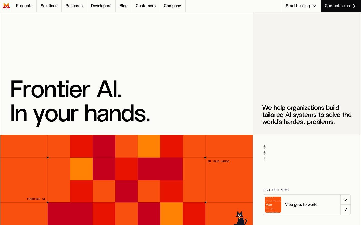Mistral homepage design, full-page screenshot