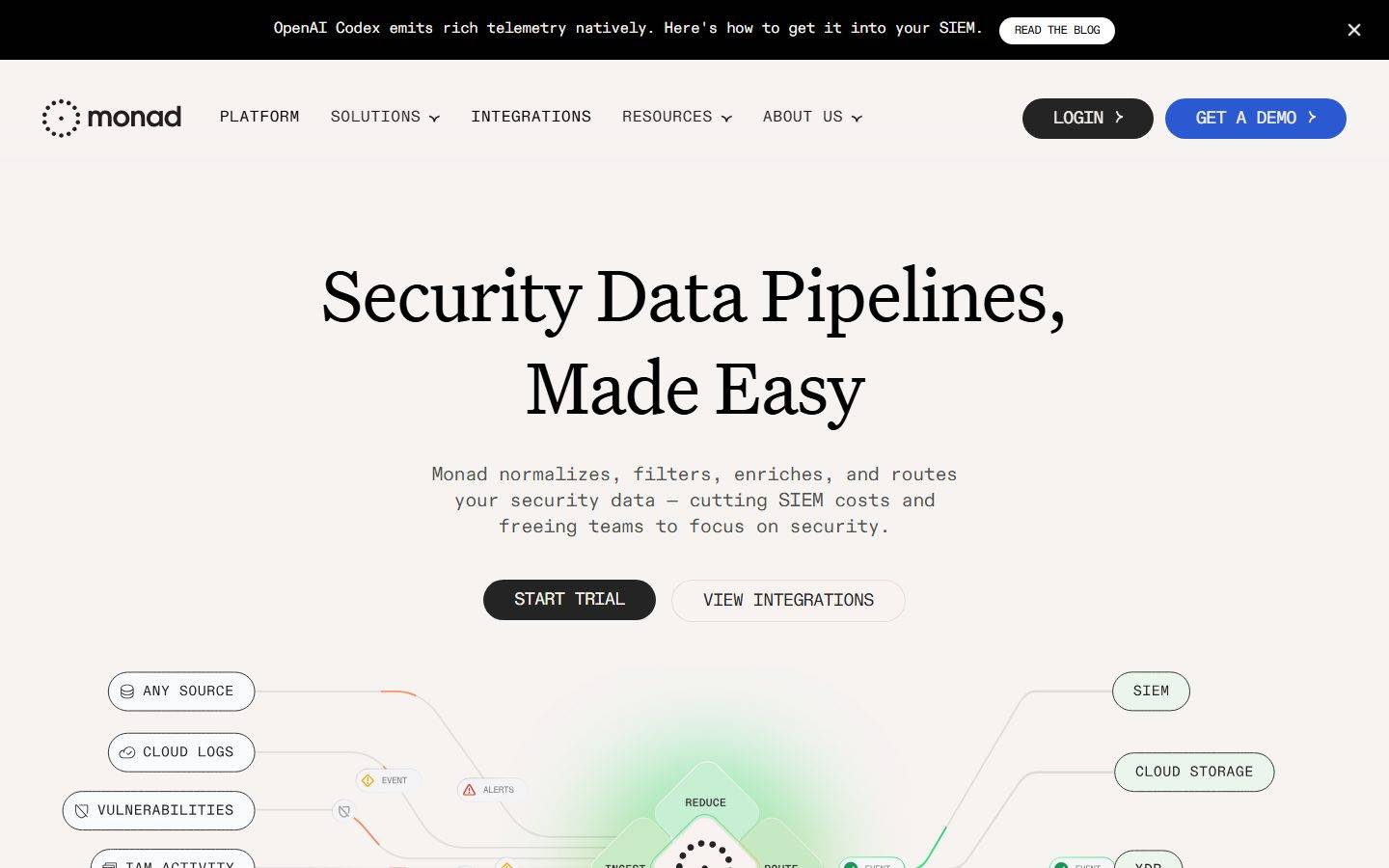 Monad homepage design, full-page screenshot