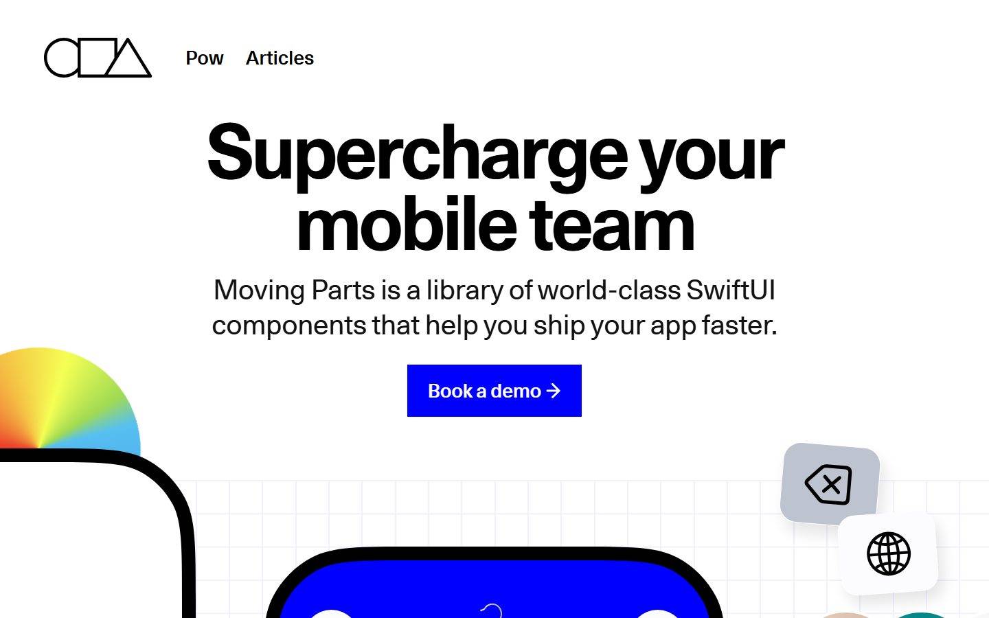 MovingParts homepage design, full-page screenshot