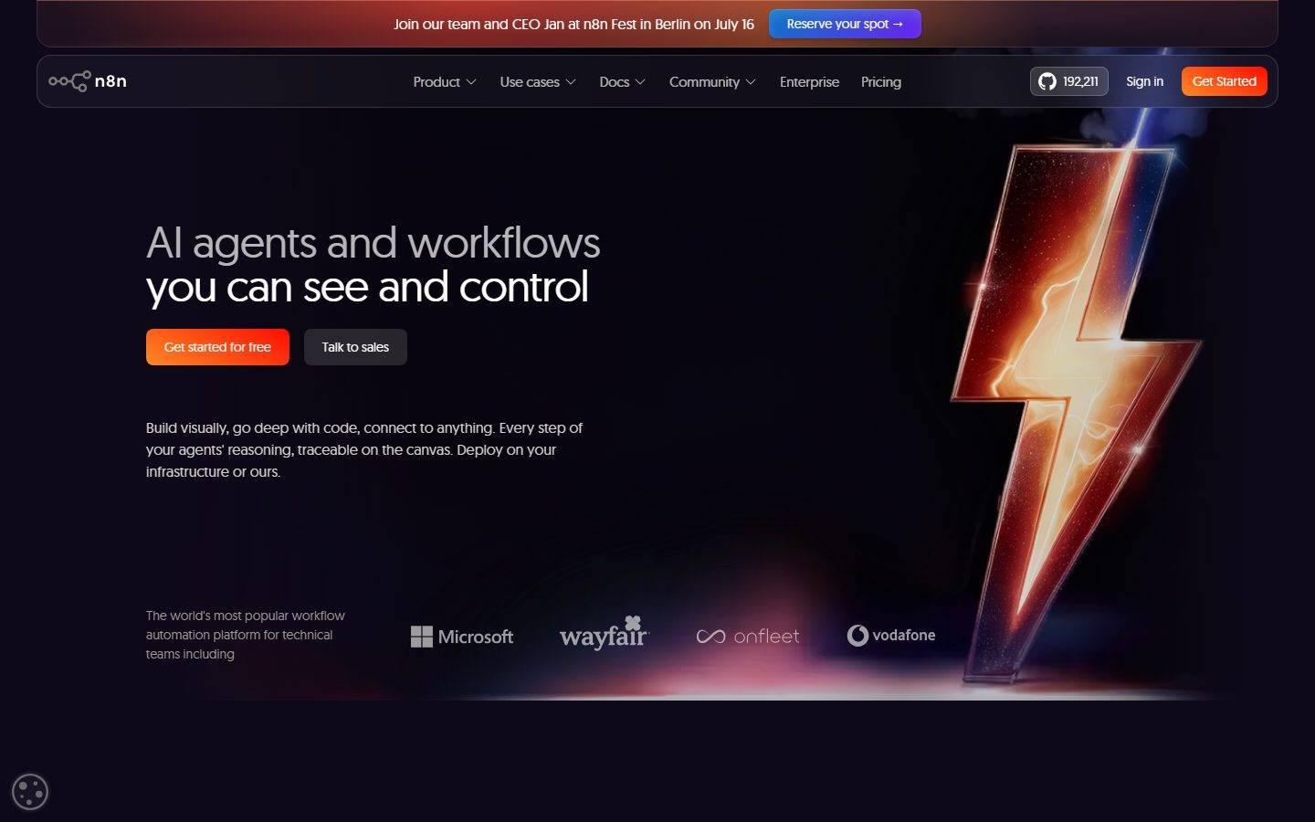 n8n homepage design, full-page screenshot