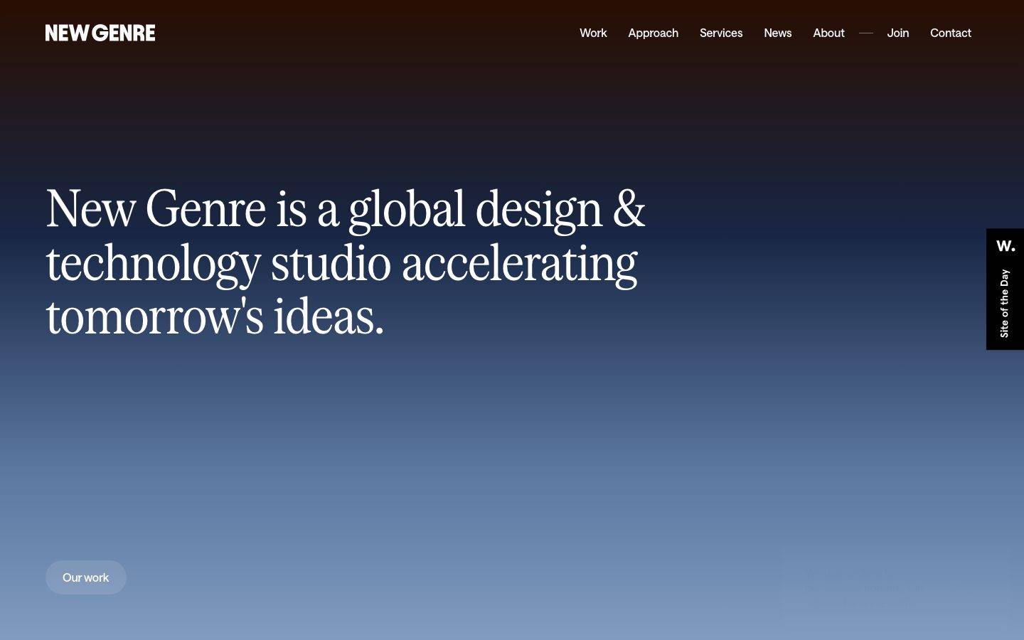 NewGenre homepage design, full-page screenshot