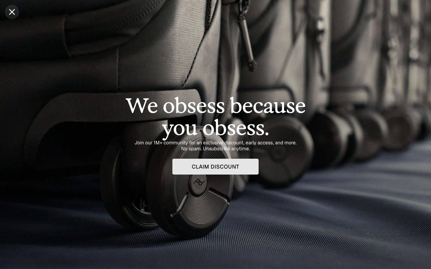 PeakDesign homepage design, full-page screenshot