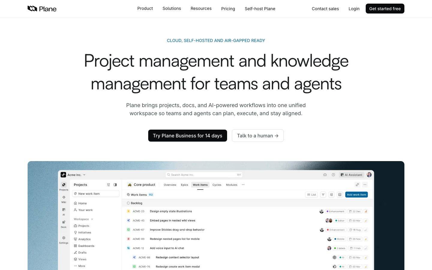 Plane homepage design, full-page screenshot