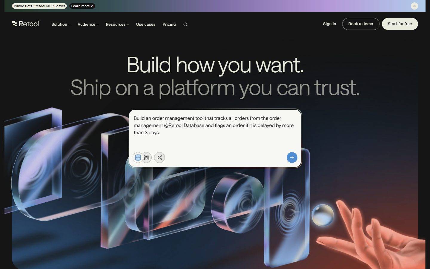 Retool homepage design, full-page screenshot