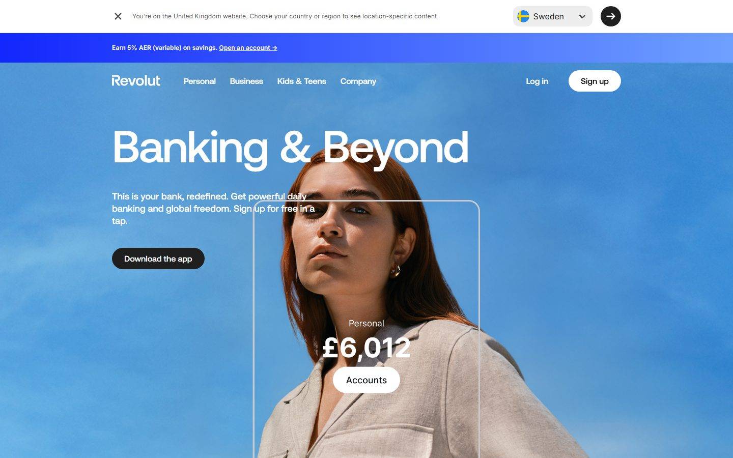 Revolut homepage design, full-page screenshot