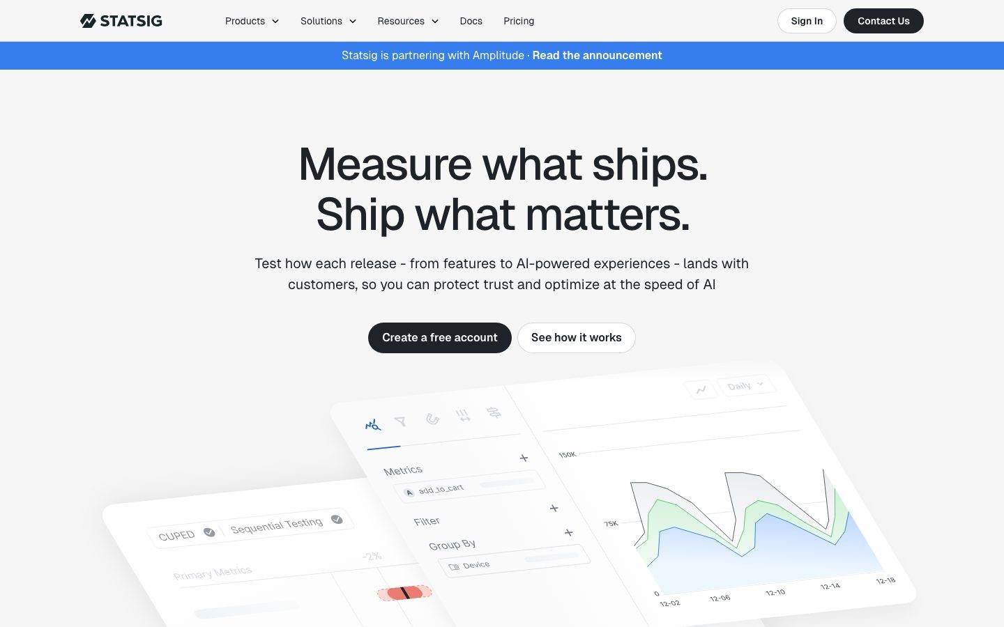 Statsig homepage design, full-page screenshot