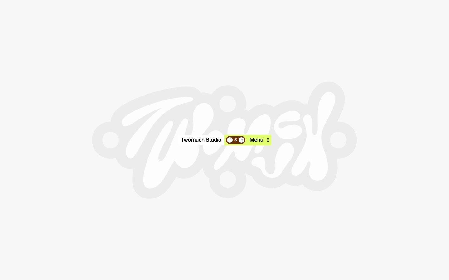 Twomuch.Studio homepage design, full-page screenshot