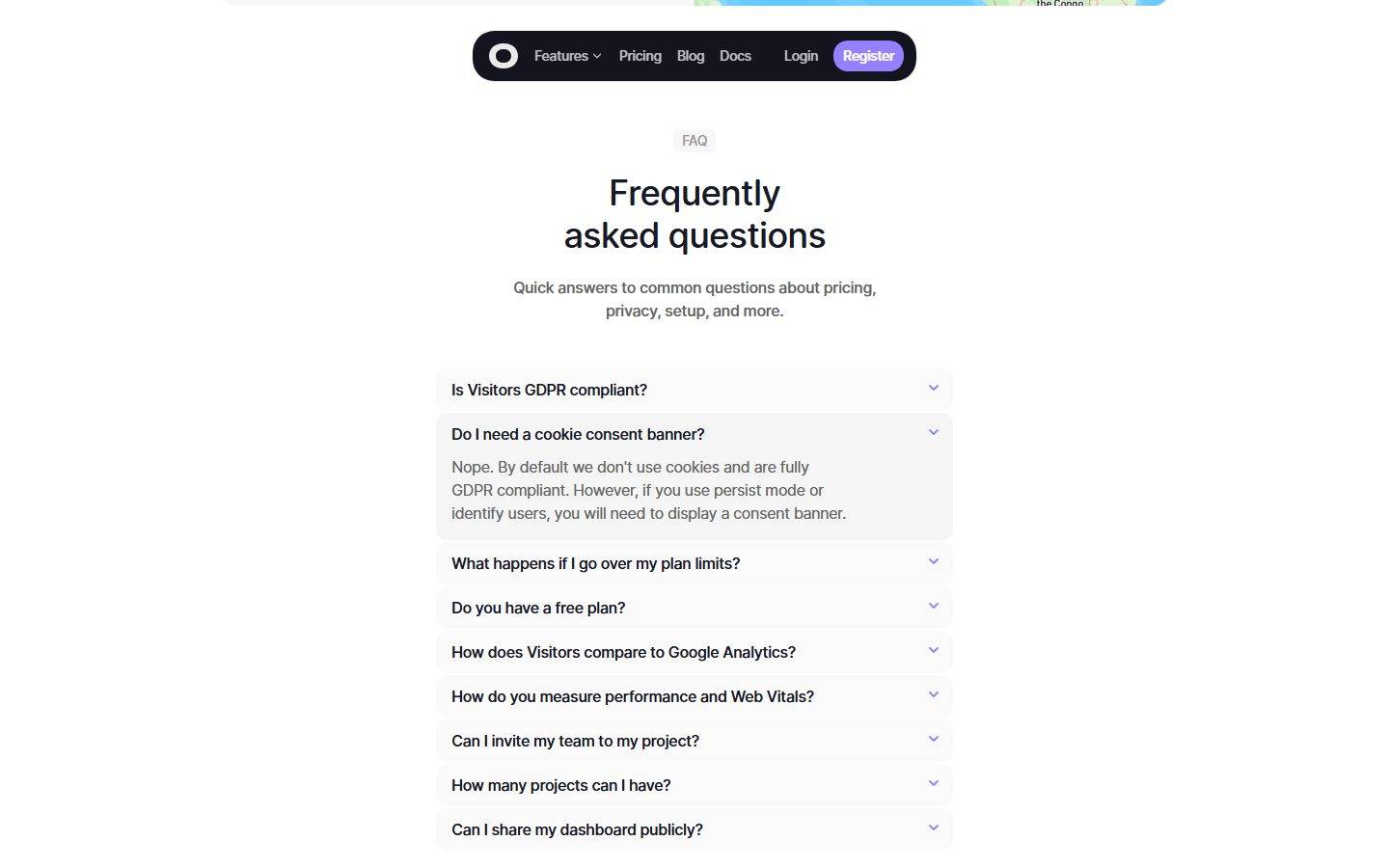 Visitors homepage design, full-page screenshot