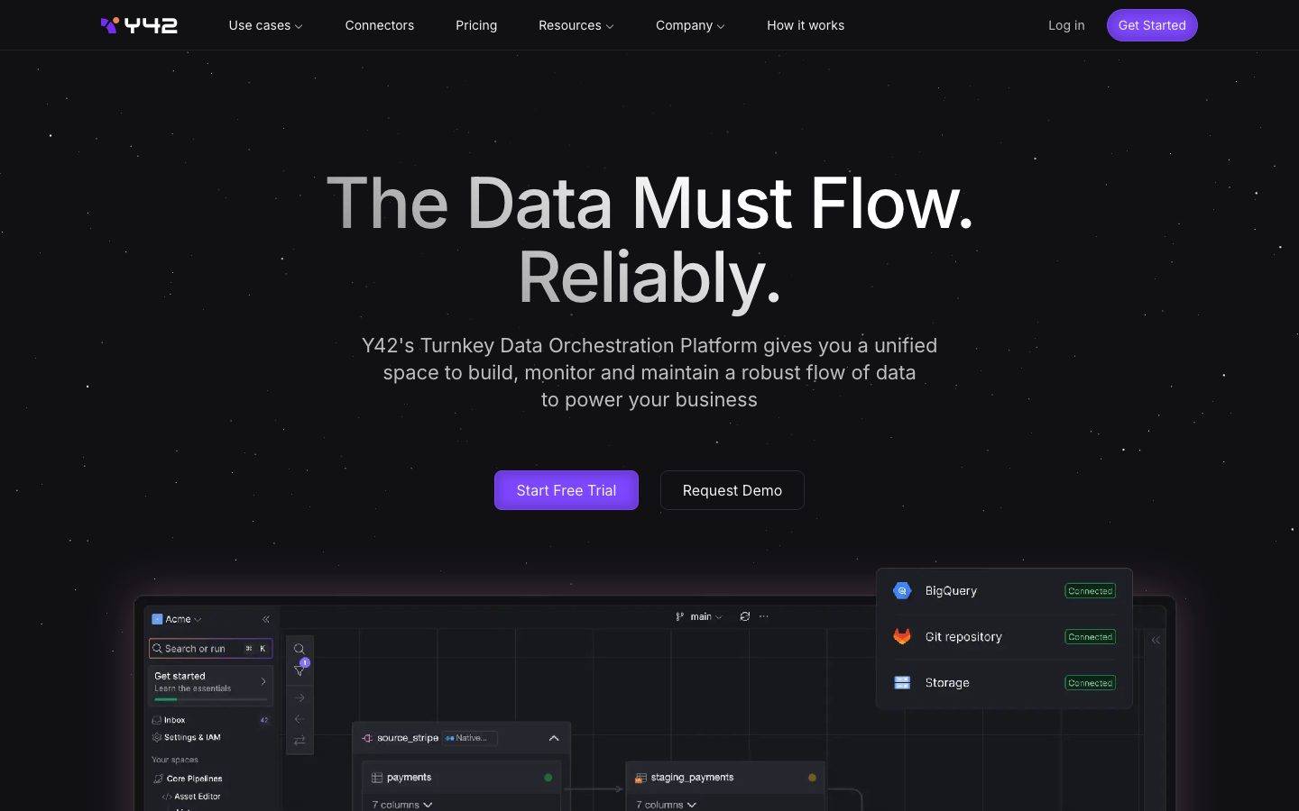Y42 homepage design, full-page screenshot